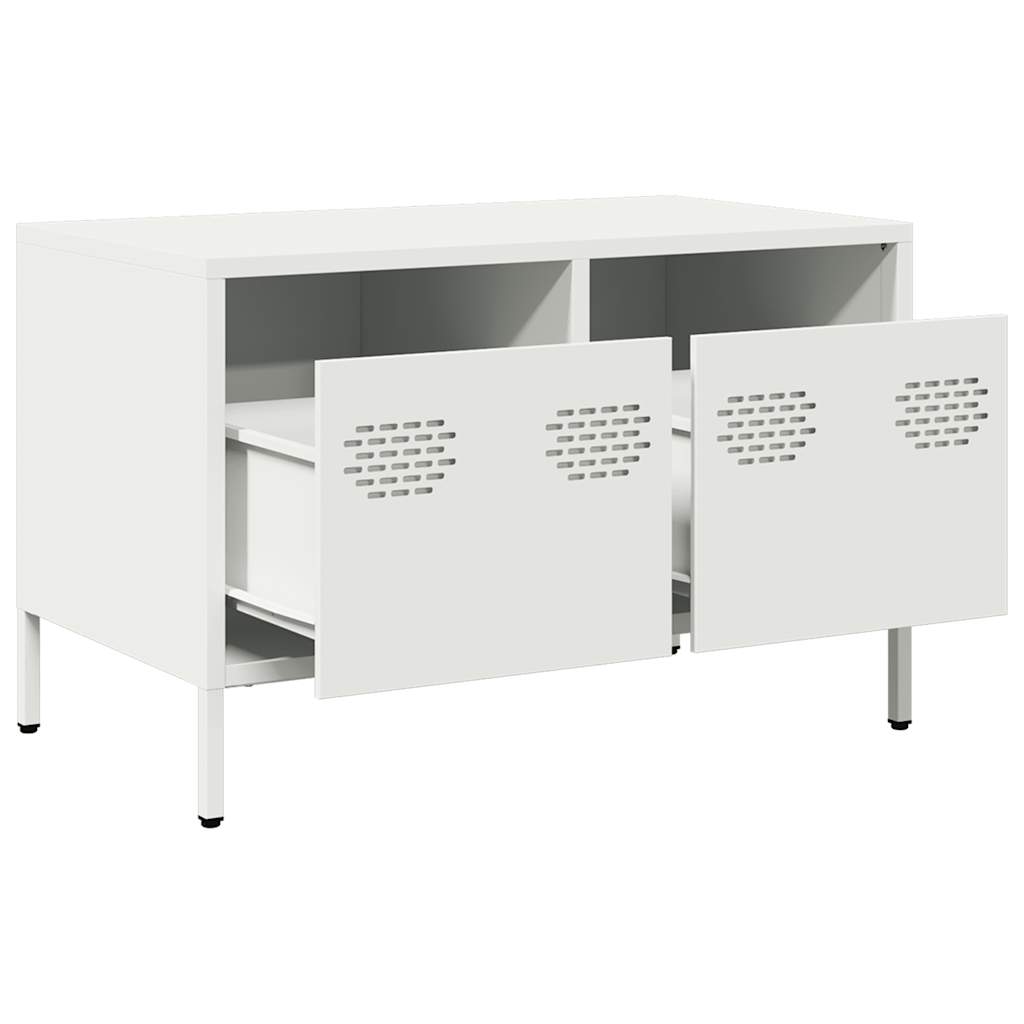 tv-bord 68x39x43,5 cm koldvalset stål hvid