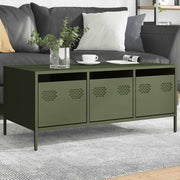 sofabord 101,5x50x43,5 cm koldvalset stål olivengrøn