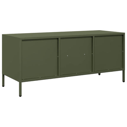 tv-bord 101,5x39x43,5 cm koldvalset stål olivengrøn