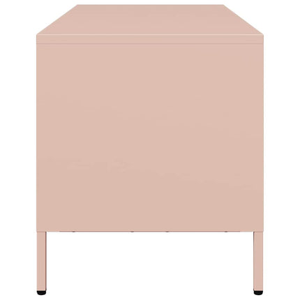 tv-bord 101,5x39x43,5 cm koldvalset stål lyserød