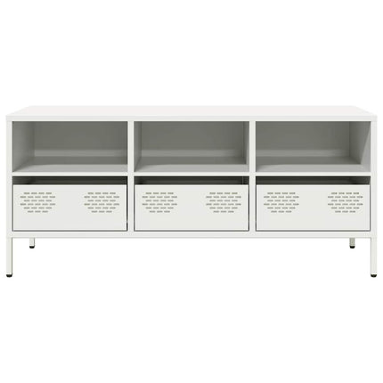 tv-bord 101,5x39x43,5 cm koldvalset stål hvid