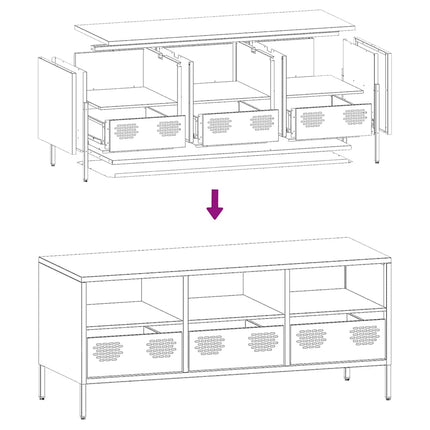 tv-bord 101,5x39x43,5 cm koldvalset stål hvid