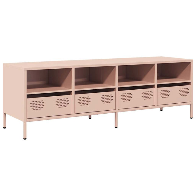 tv-bord 135x39x43,5 cm koldvalset stål lyserød