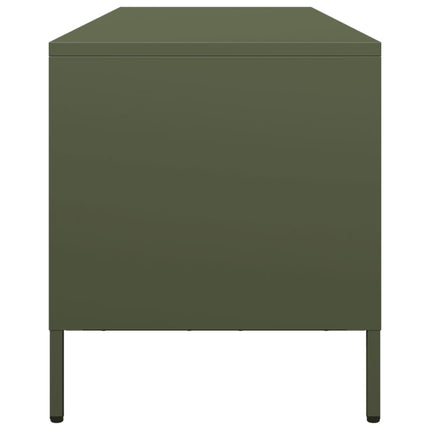tv-bord 135x39x43,5 cm koldvalset stål olivengrøn'