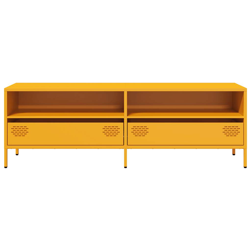 tv-bord 135x39x43,5 cm koldvalset stål sennepsgul
