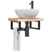 badeværelseshylde stål og massivt bøgetræ