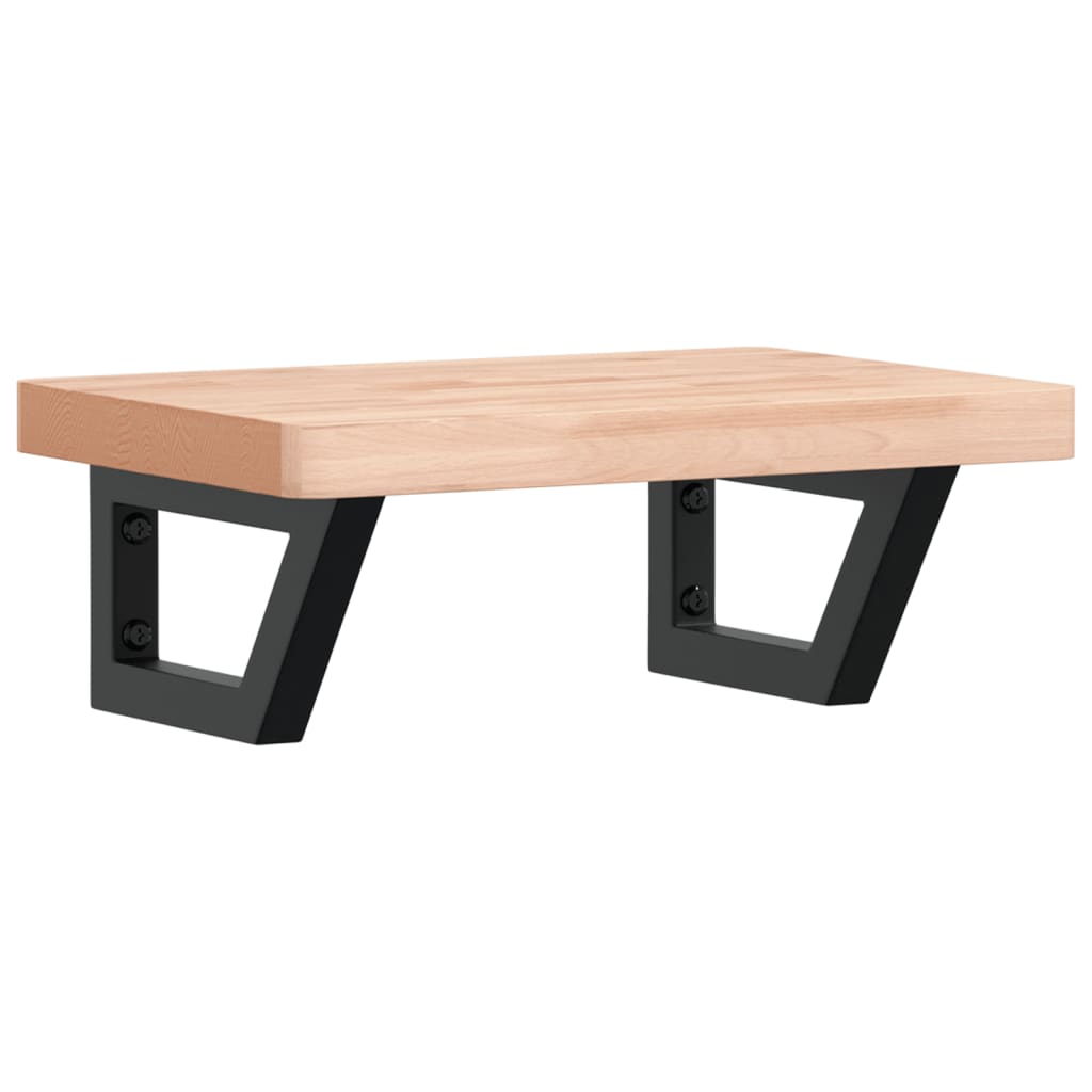 badeværelseshylde stål og massivt bøgetræ