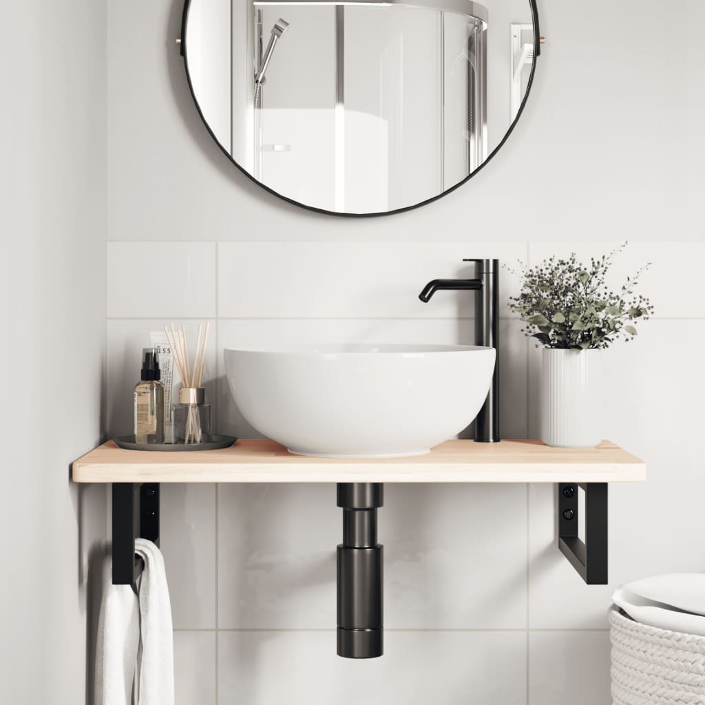 badeværelseshylde stål og massivt egetræ