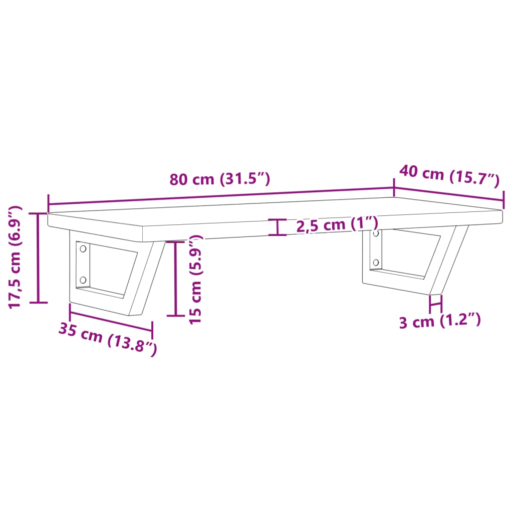 badeværelseshylde stål og massivt egetræ