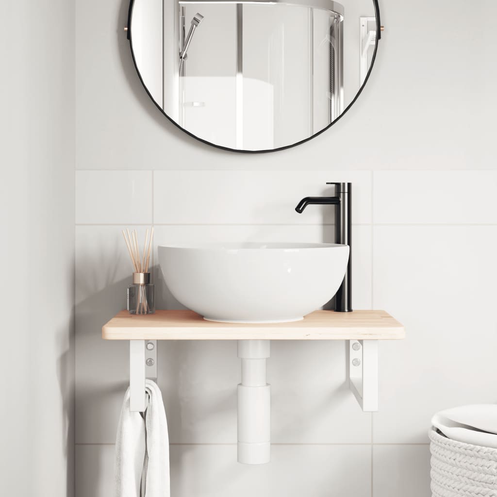 badeværelseshylde stål og massivt egetræ