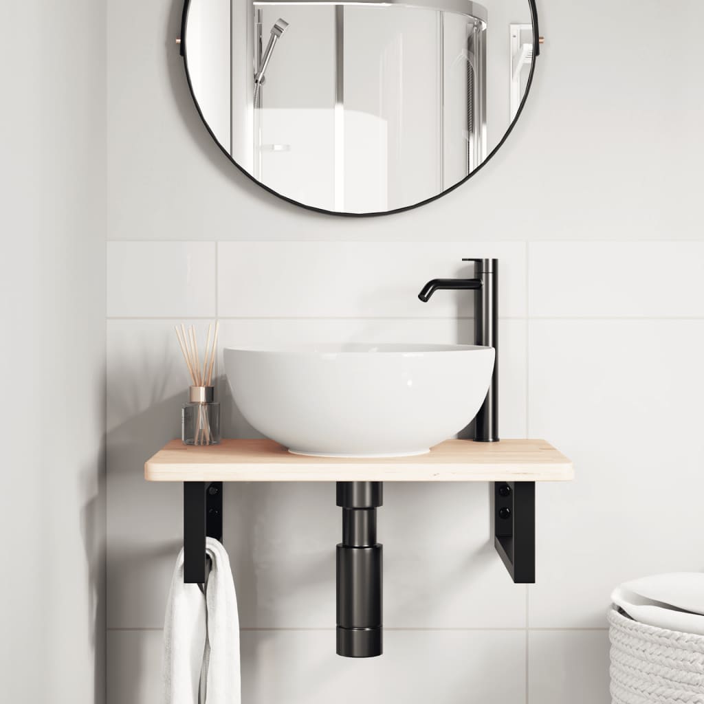 badeværelseshylde stål og massivt egetræ