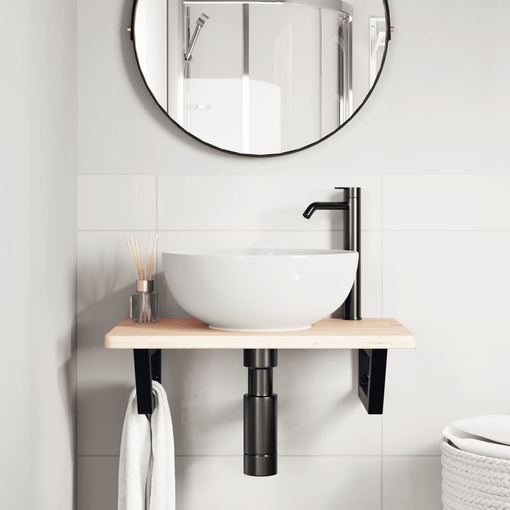 badeværelseshylde stål og massivt egetræ