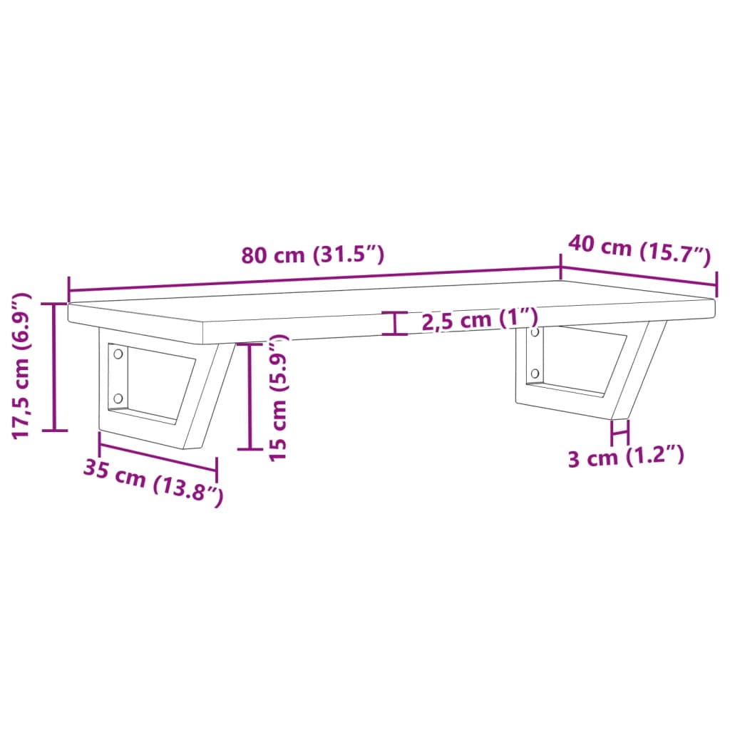 badeværelseshylde stål og massivt egetræ