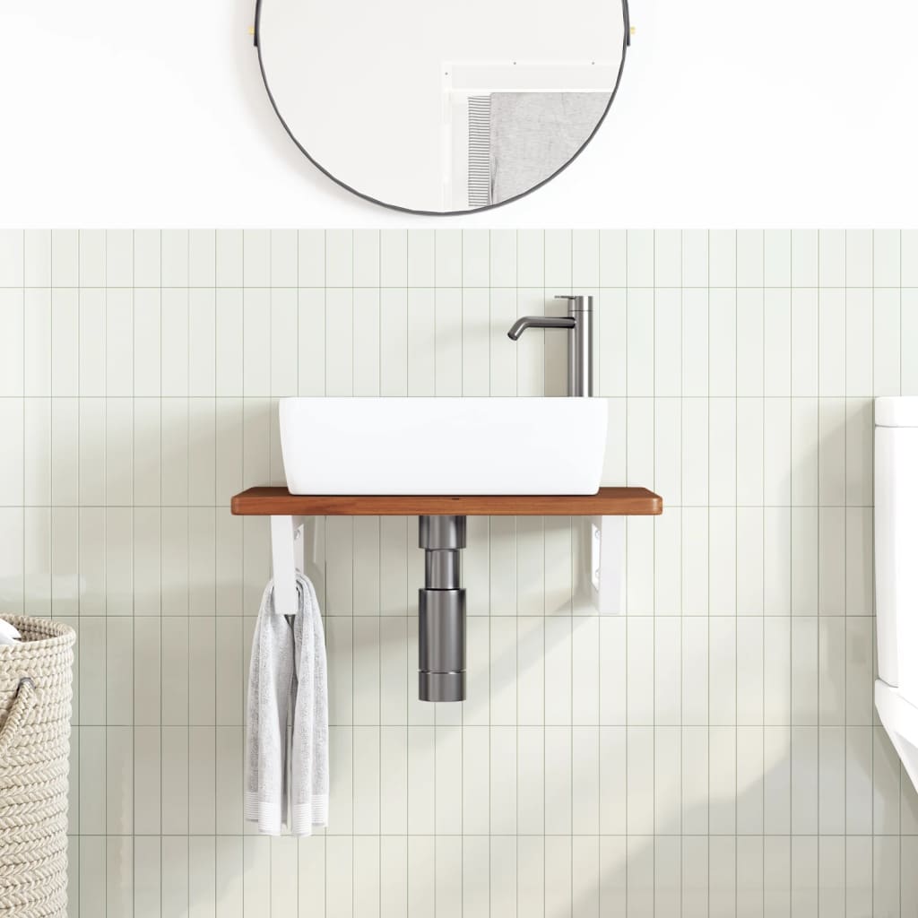 badeværelseshylde stål og massivt egetræ