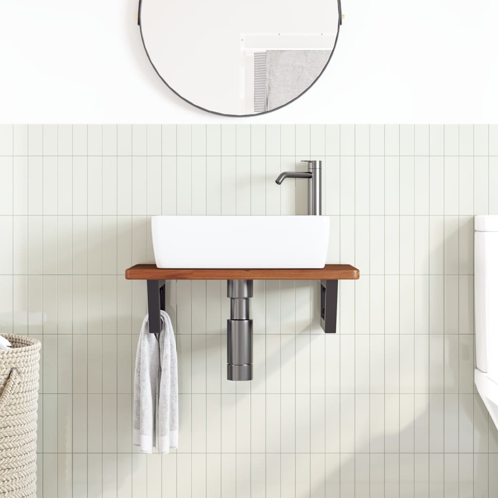 badeværelseshylde stål og massivt egetræ