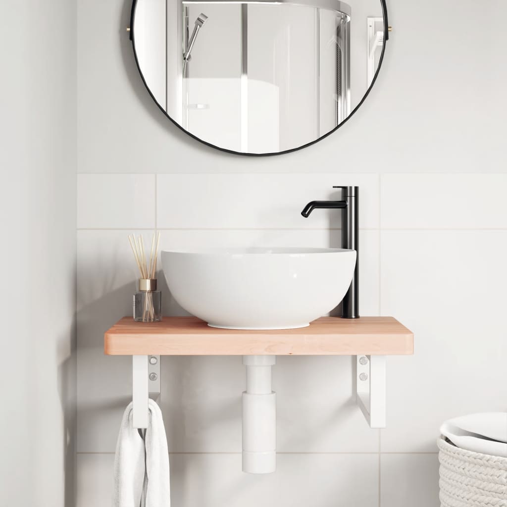 badeværelseshylde stål og massivt bøgetræ