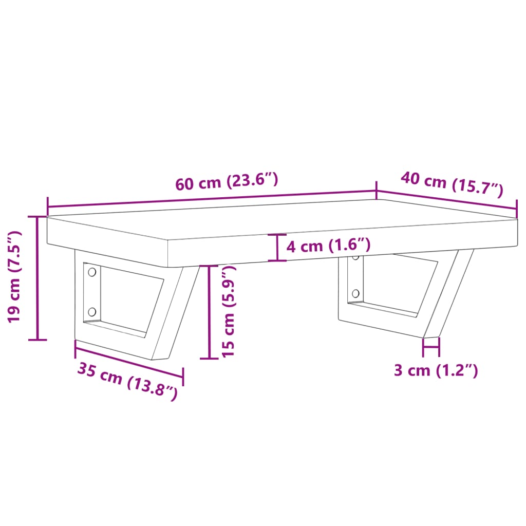 badeværelseshylde stål og massivt bøgetræ