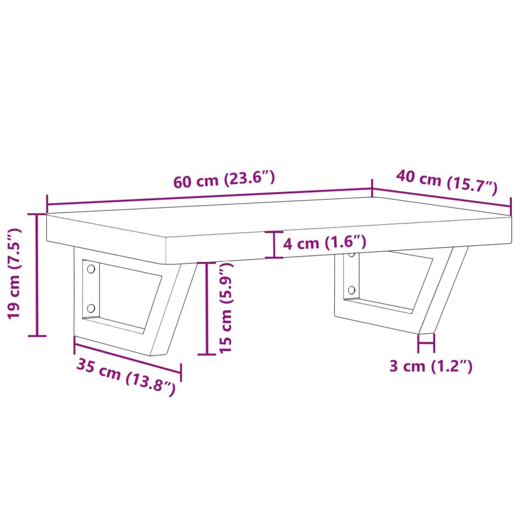 badeværelseshylde stål og massivt bøgetræ