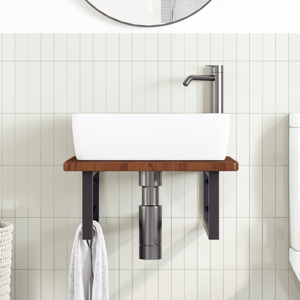 badeværelseshylde stål og massivt egetræ