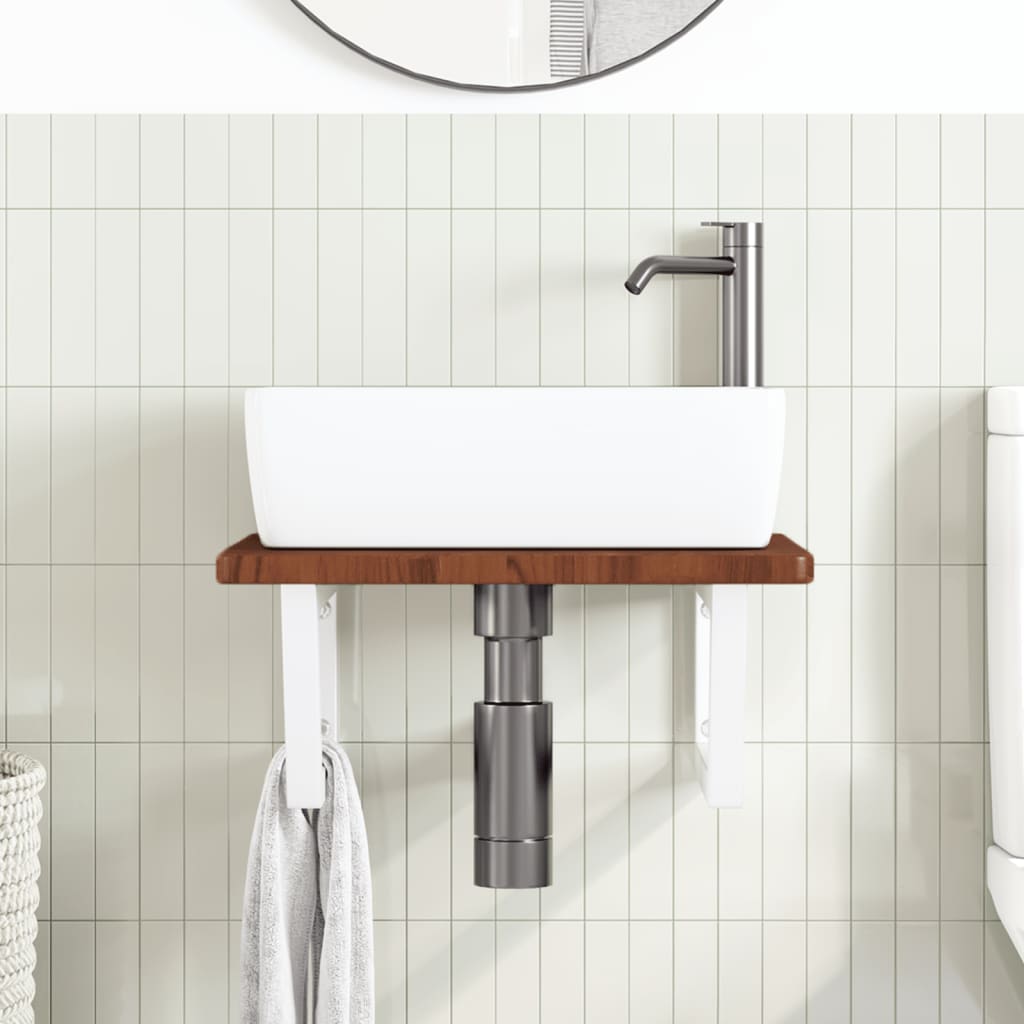 badeværelseshylde stål og massivt egetræ