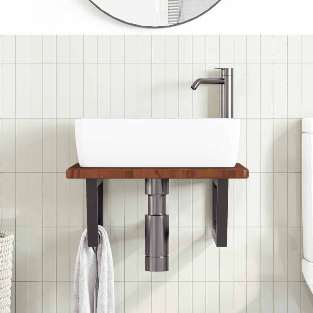 badeværelseshylde stål og massivt egetræ