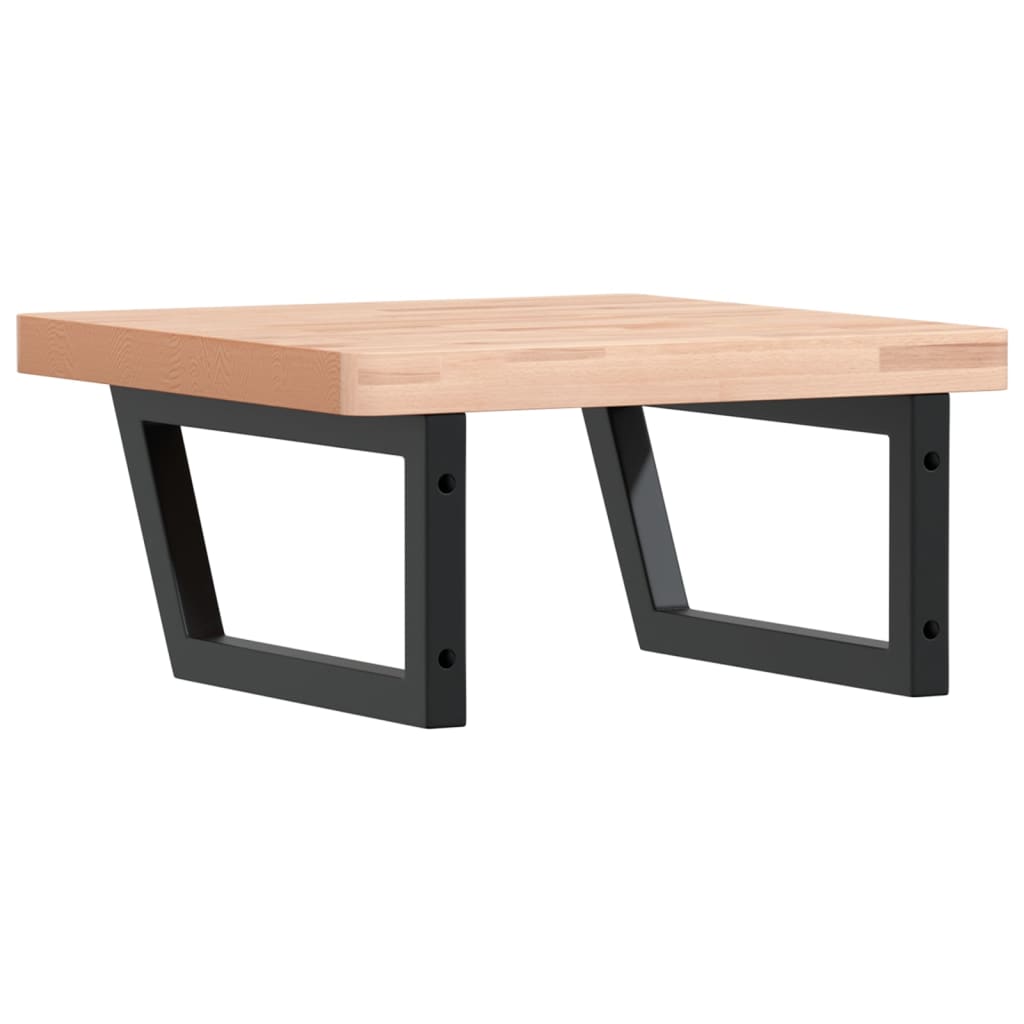 badeværelseshylde stål og massivt bøgetræ