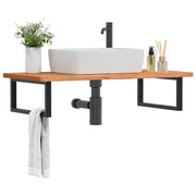 badeværelseshylde stål og massivt bøgetræ