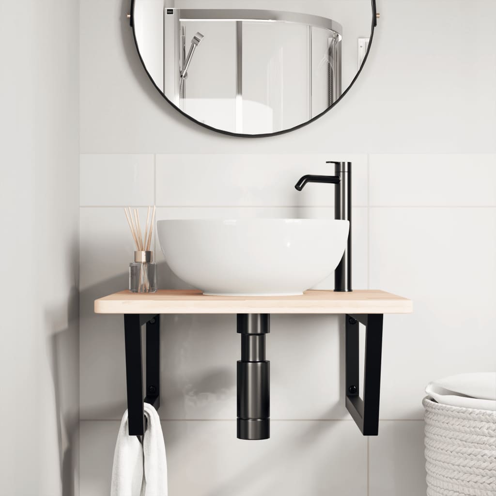 badeværelseshylde stål og massivt egetræ