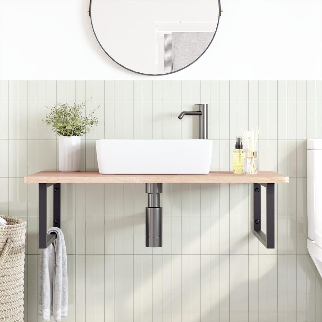 badeværelseshylde stål og massivt egetræ