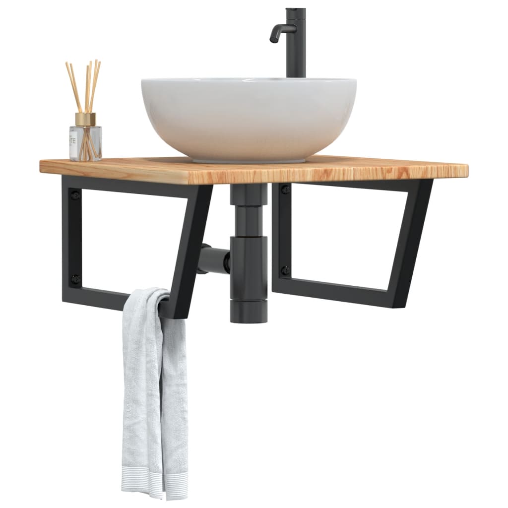 badeværelseshylde stål og massivt egetræ