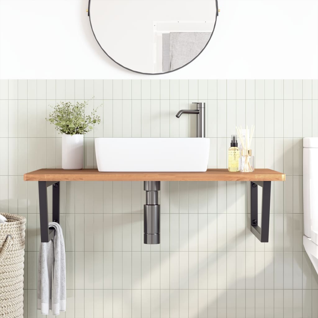 badeværelseshylde stål og massivt bøgetræ