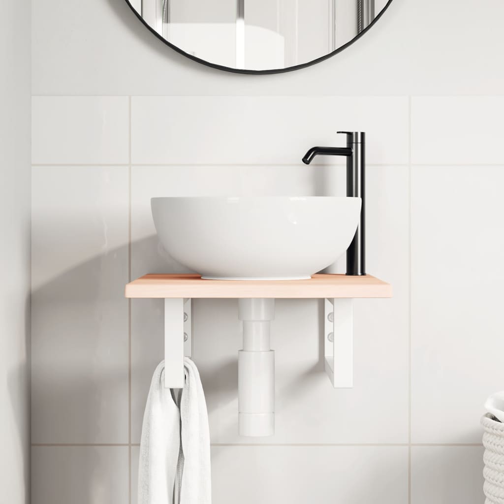 badeværelseshylde stål og massivt egetræ