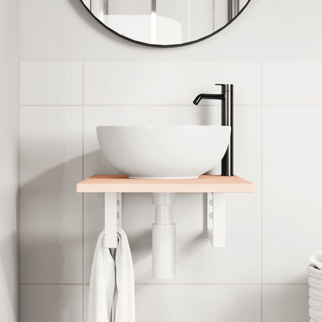 badeværelseshylde stål og massivt egetræ