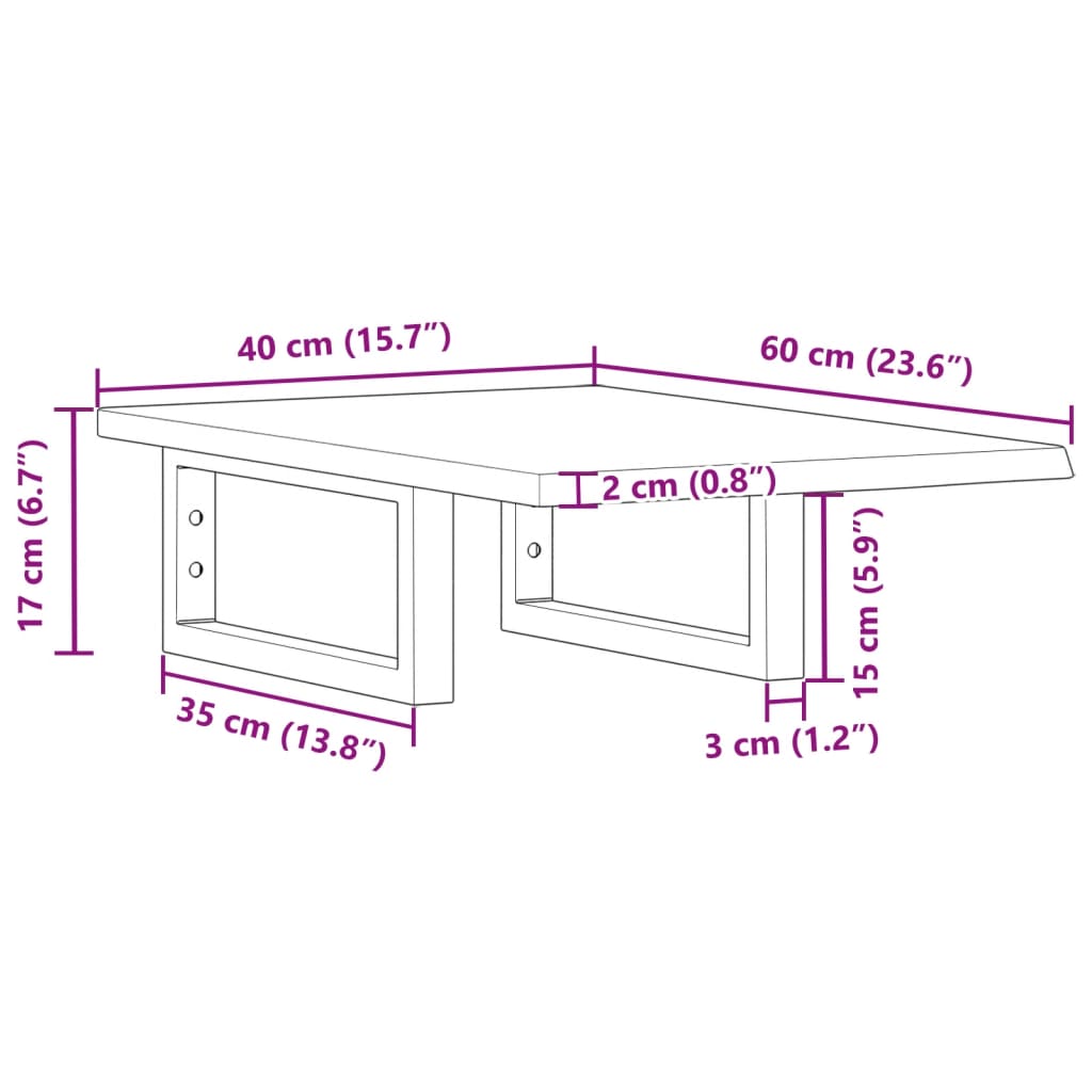 badeværelseshylde stål og massivt egetræ