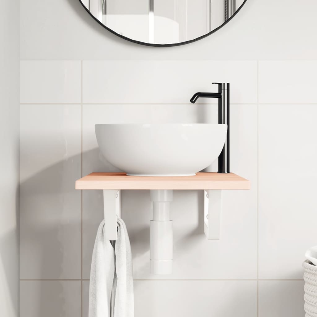 badeværelseshylde stål og massivt egetræ