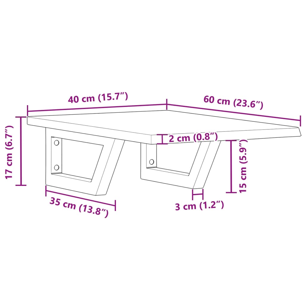 badeværelseshylde stål og massivt egetræ