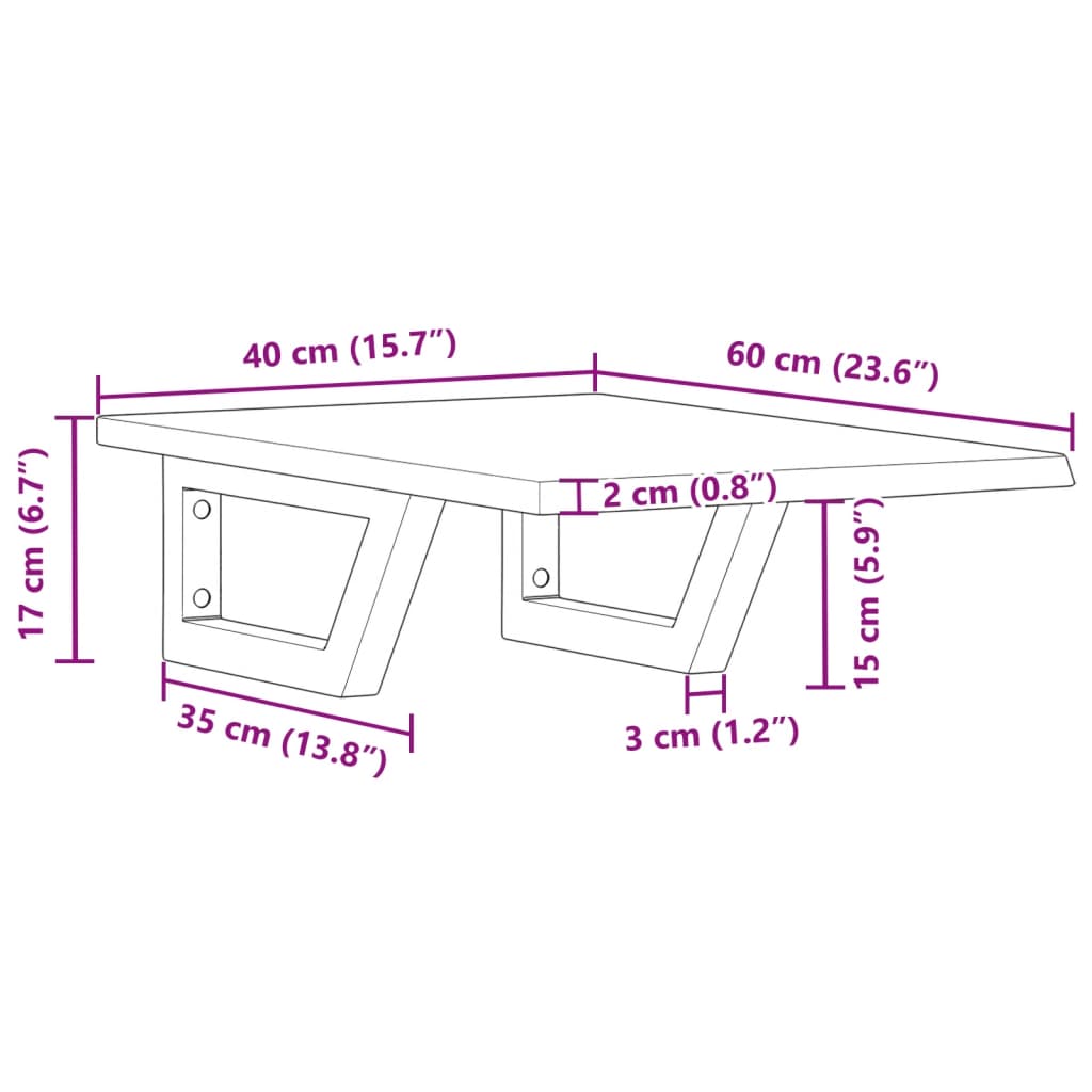 badeværelseshylde stål og massivt egetræ