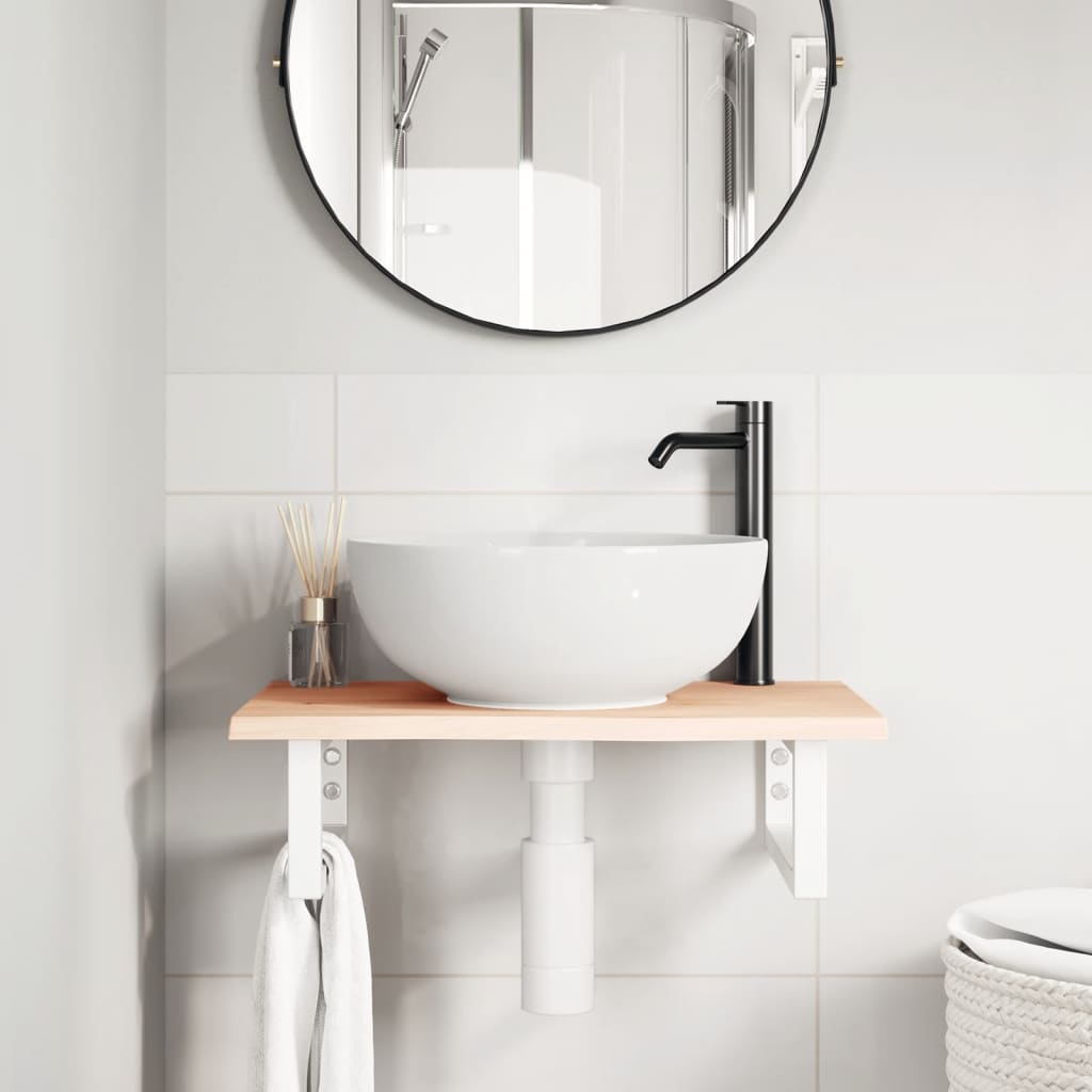 badeværelseshylde stål og massivt egetræ