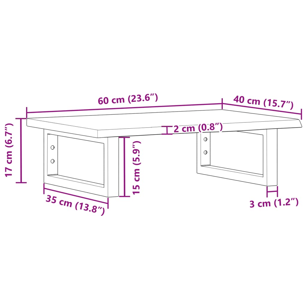 badeværelseshylde stål og massivt egetræ