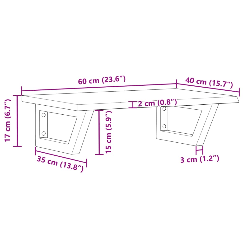 badeværelseshylde stål og massivt egetræ