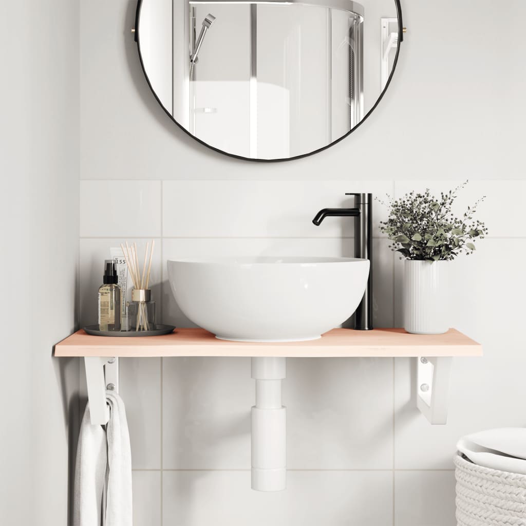 badeværelseshylde stål og massivt egetræ