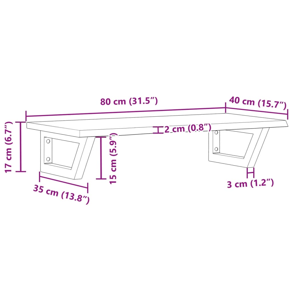 badeværelseshylde stål og massivt egetræ