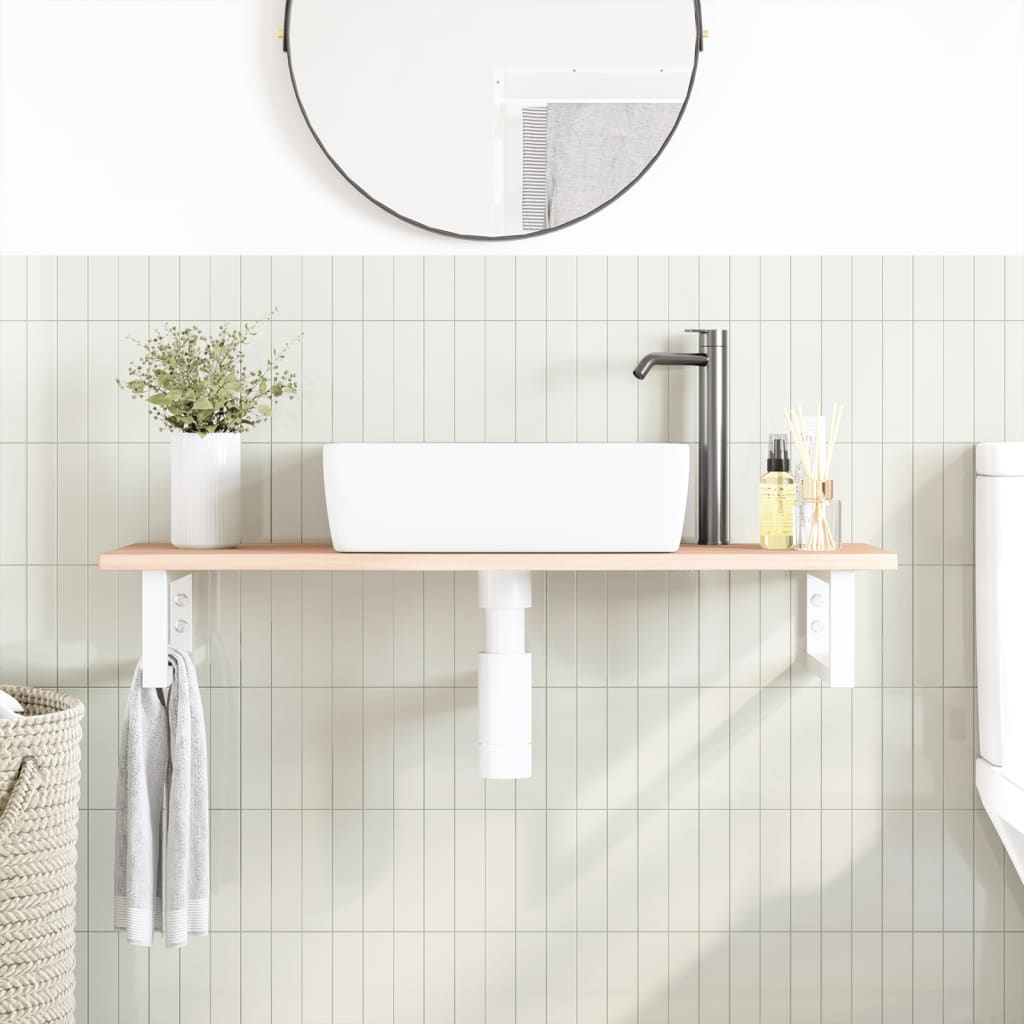 badeværelseshylde stål og massivt egetræ