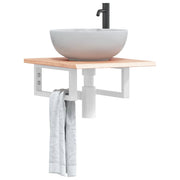 badeværelseshylde stål og massivt egetræ