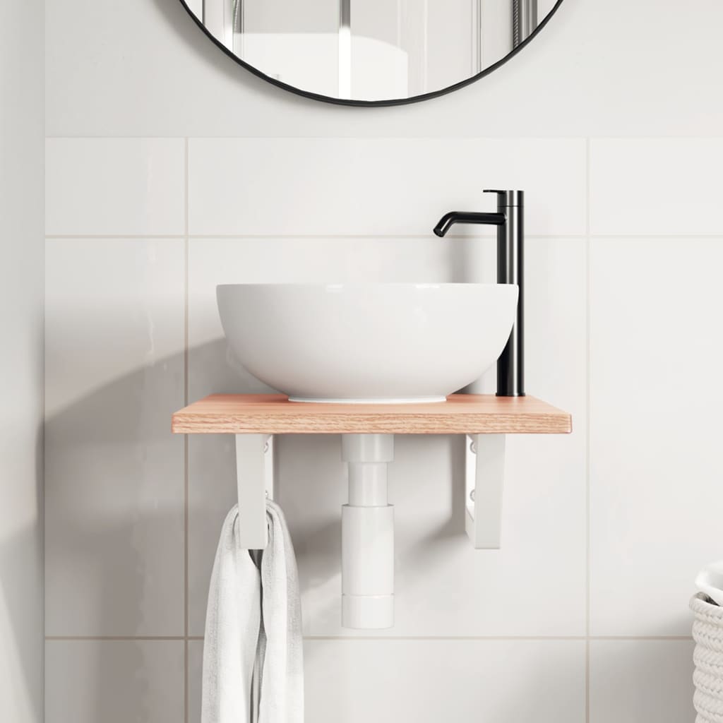 badeværelseshylde stål og massivt egetræ