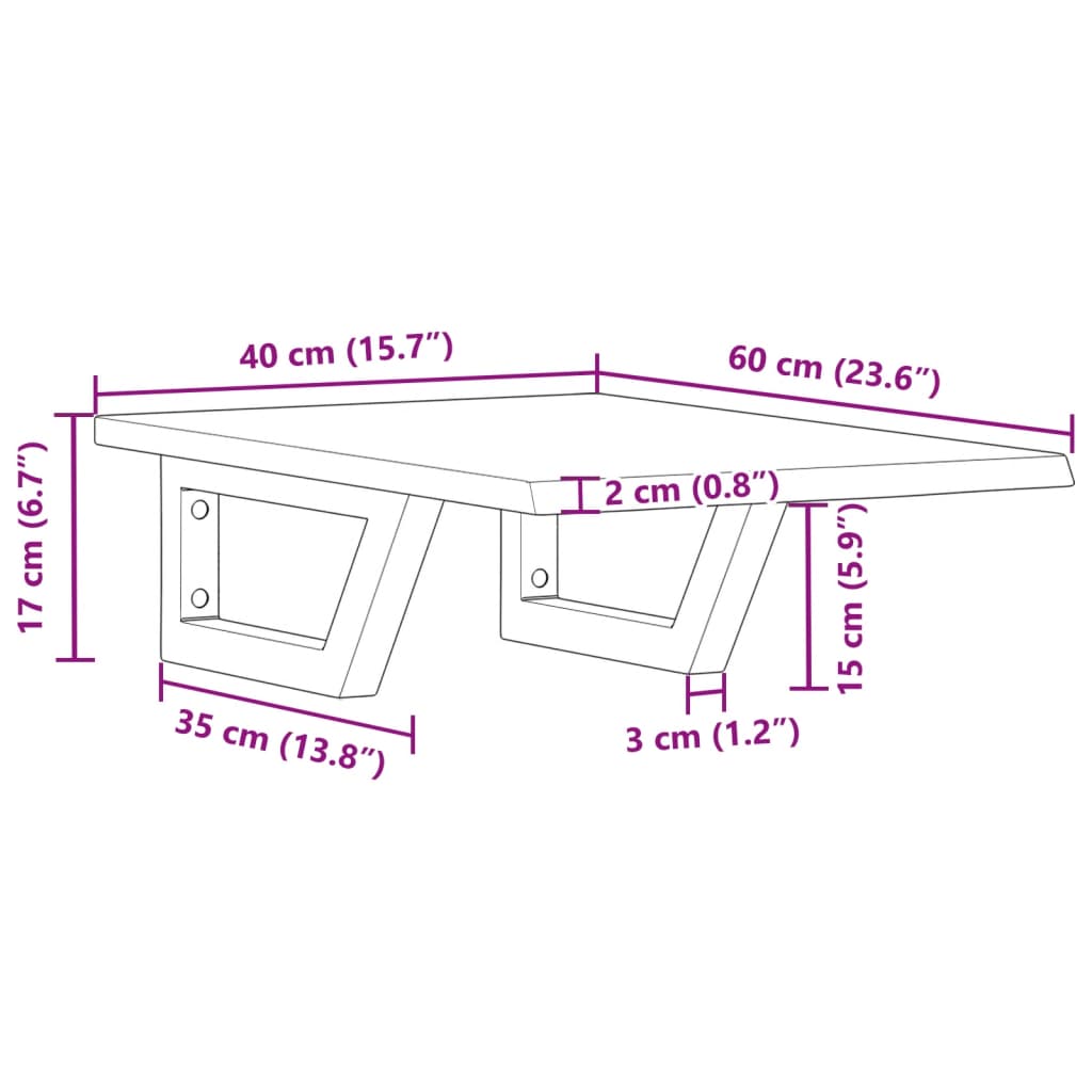 badeværelseshylde stål og massivt egetræ