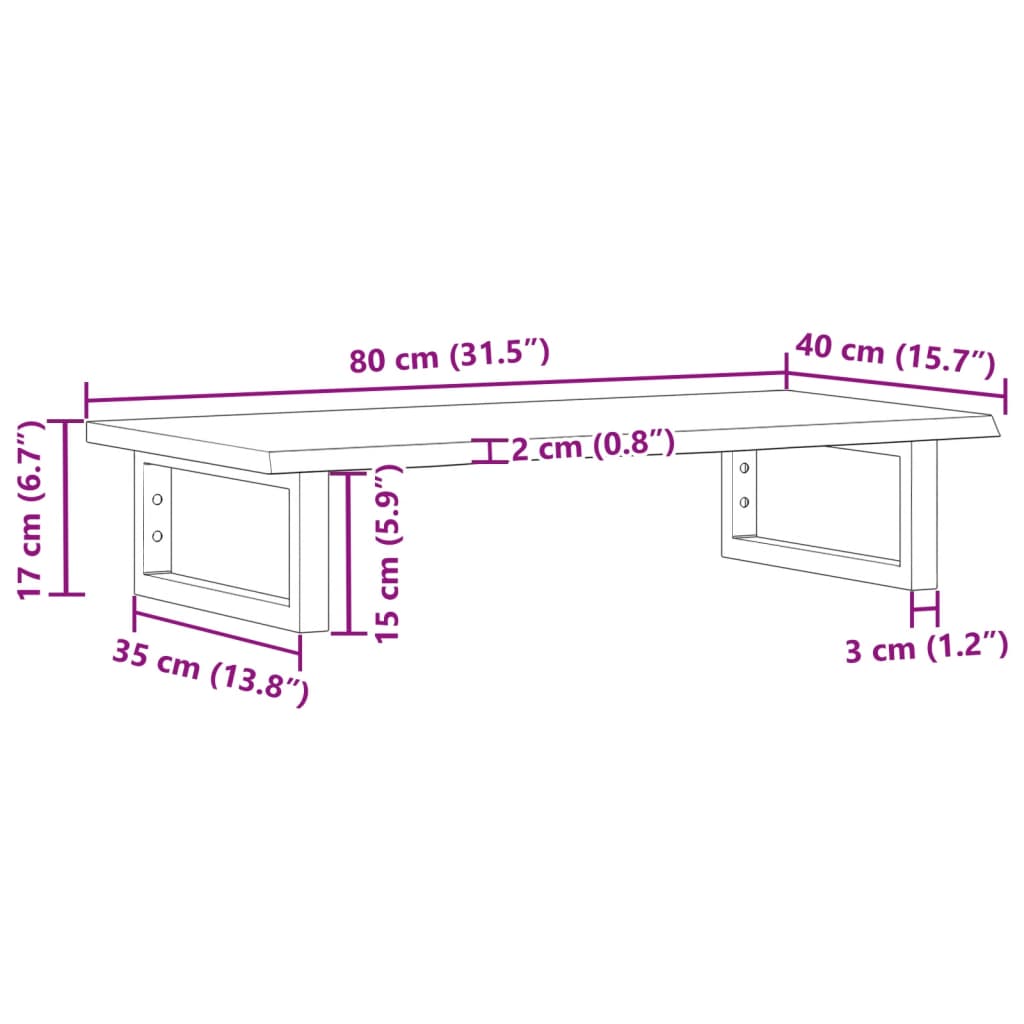 badeværelseshylde stål og massivt egetræ