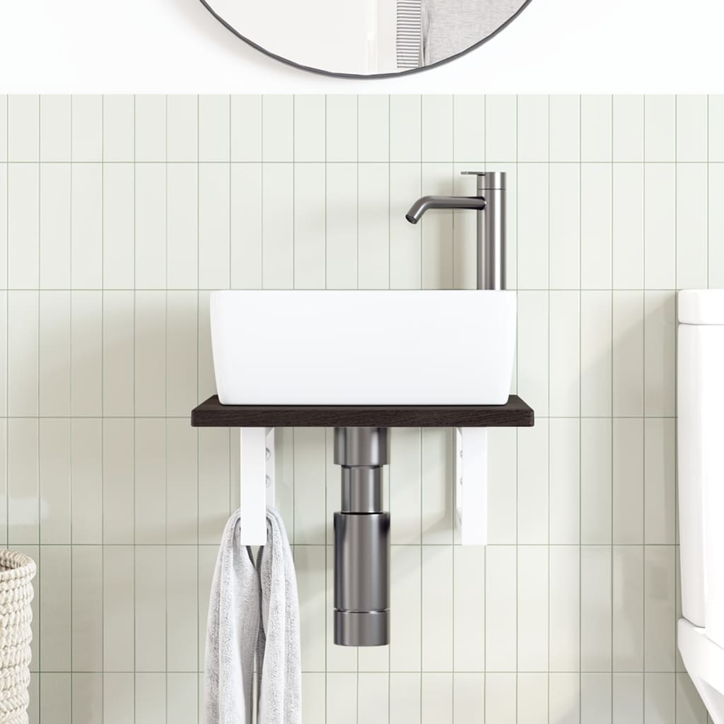 badeværelseshylde stål og massivt egetræ