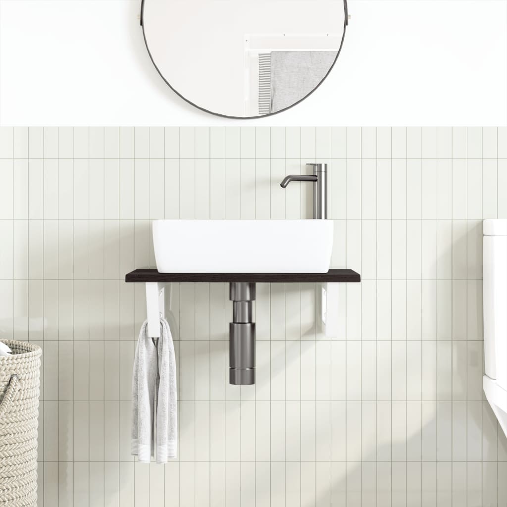 badeværelseshylde stål og massivt egetræ