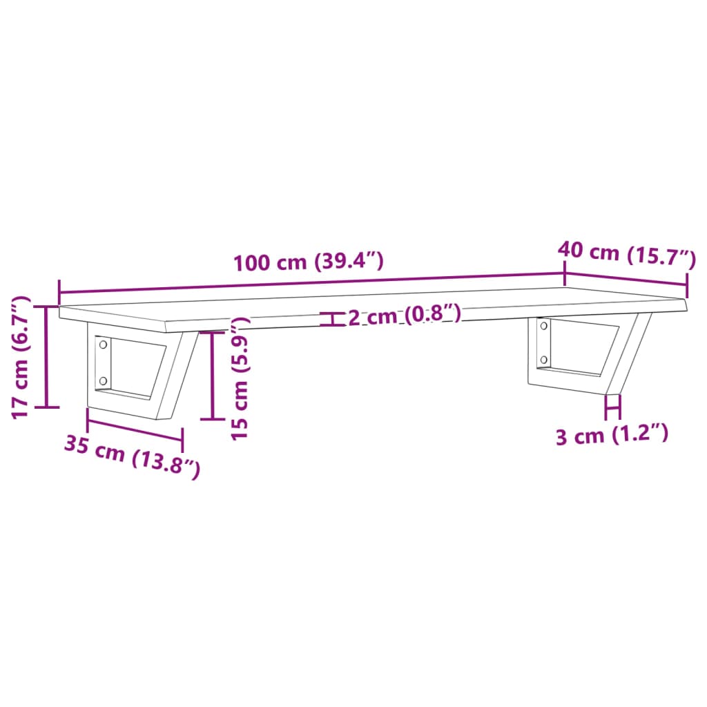 badeværelseshylde stål og massivt egetræ